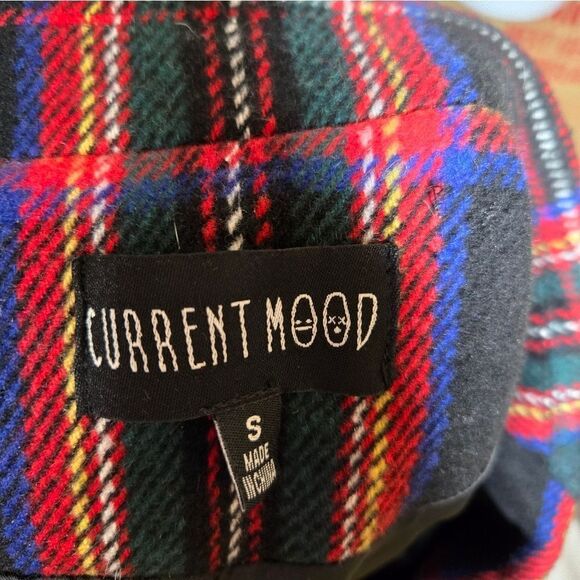 DOLLS KILL Current Mood mutual disrespect tartan plaid wool peacoat S - Picture 4 of 9